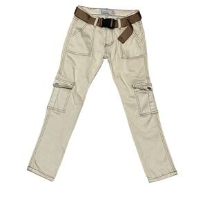 Celebrity Ace GIRLS Size 8 Beige Cargo Pants W/ Belt Cot/Ray/Spandex RN155336